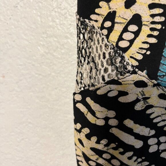 Womens Free People Out Of Africa Black Bodycon Dress XS Tribal Mesh Cutout Batik - Picture 8 of 10